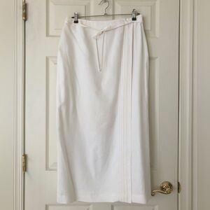 Liz Claiborne White Linen Faux Wrap Skirt Size 14